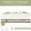 Pavilion/foisor pentru gradina/terasa, cadru metalic, cu perdele, crem, 4x3x2.80 m