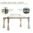Pavilion/foisor pentru gradina/terasa, cadru metalic, cu perdele, crem, 4x3x2.80 m