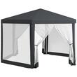 Pavilion/foisor pentru gradina/terasa, cadru metalic, cu plasa de tantari, gri inchis, 3.94x3.94x2.5 m