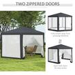 Pavilion/foisor pentru gradina/terasa, cadru metalic, cu plasa de tantari, gri inchis, 3.94x3.94x2.5 m
