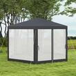 Pavilion/foisor pentru gradina/terasa, cadru metalic, cu plasa de tantari, gri inchis, 3.94x3.94x2.5 m