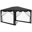 Pavilion/foisor pentru gradina/terasa, cadru metalic, cu plasa de tantari, gri inchis, 3.95x2.95x2.55 m