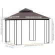 Pavilion/foisor pentru gradina/terasa, cadru metalic, cu plasa pentru insecte, cafeniu, 3x3x2.7 m