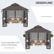 Pavilion/foisor pentru gradina/terasa, cadru metalic, cu plasa pentru insecte, cafeniu, 3x3x2.7 m
