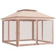 Pavilion/foisor pentru gradina/terasa, cadru metalic, cu plasa pentru insecte, maro deschis, 3.25x3.25x2.95 m
