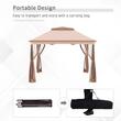 Pavilion/foisor pentru gradina/terasa, cadru metalic, cu plasa pentru insecte, maro deschis, 3.25x3.25x2.95 m