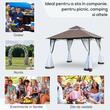 Pavilion/foisor pentru gradina/terasa, cadru metalic, cu plasa pentru insecte, maro si alb, 2.95x2.95x2.7 m