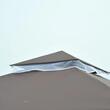 Pavilion/foisor pentru gradina/terasa, cadru metalic, cu plasa pentru insecte, maro si alb, 2.95x2.95x2.7 m