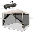Pavilion/foisor pentru gradina/terasa, cadru metalic, material Oxford, cu plasa pentru insecte, geanta, crem, 2.97x2.97x2.55 m