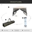 Pavilion/foisor pentru gradina/terasa, cadru metalic, material Oxford, cu plasa pentru insecte, geanta, crem, 2.97x2.97x2.55 m