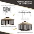 Pavilion/foisor pentru gradina/terasa, pliabil, cu inaltime ajustabila, material Oxford, cadru otel, plasa insecte, geanta, bej si negru, 3.26x3.26x2.72 m