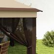 Pavilion/foisor pentru gradina/terasa, pliabil, cu inaltime ajustabila, material Oxford, cadru otel, plasa insecte, geanta, bej si negru, 3.26x3.26x2.72 m