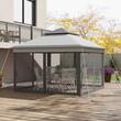 Pavilion/foisor pentru gradina/terasa, pliabil, cu inaltime ajustabila, material Oxford, cadru otel, plasa insecte, geanta, gri, 3.25x3.25x2.72 m