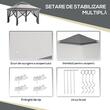 Pavilion/foisor pentru gradina/terasa, pliabil, cu inaltime ajustabila, material Oxford, cadru otel, plasa insecte, geanta, gri, 3.25x3.25x2.72 m