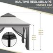 Pavilion/foisor pentru gradina/terasa, pliabil, cu inaltime ajustabila, material Oxford, cadru otel, plasa insecte, geanta, gri, 3.25x3.25x2.72 m