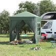 Pavilion pentru camping, cadru metalic, 4 pereti, pliabil, verde, 2x2x2.4 m