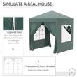 Pavilion pentru camping, cadru metalic, 4 pereti, pliabil, verde, 2x2x2.4 m