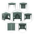 Pavilion pentru camping, cadru metalic, 4 pereti, pliabil, verde, 2x2x2.4 m