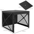 Pavilion pentru camping, cu copertina, material Oxford, cadru metalic, 4 pereti, plasa insecte, pliabil, negru, 2.44x2.10x2.13 cm
