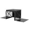 Pavilion pentru camping, cu copertina, material Oxford, cadru metalic, 4 pereti, plasa insecte, pliabil, negru, 2.44x2.10x2.13 cm