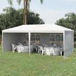Pavilion pentru gradina/comercial, cadru metalic, 4 pereti, pliabil, alb, 5.85x2.95x1.95 m