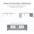 Pavilion pentru gradina/comercial, cadru metalic, 4 pereti, pliabil, alb, 5.85x2.95x1.95 m