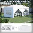 Pavilion pentru gradina/comercial, cadru metalic, 6 pereti, pliabil, alb, 5.85x2.95x2.70 m 