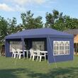Pavilion pentru gradina/comercial, cadru metalic material Oxford, 4 pereti, pliabil, albastru, 5.85x2.95x2.70 m