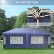 Pavilion pentru gradina/comercial, cadru metalic material Oxford, 4 pereti, pliabil, albastru, 5.85x2.95x2.70 m
