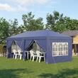 Pavilion pentru gradina/comercial, cadru metalic material Oxford, 6 pereti, cu geanta, albastru, 5.85x2.95x2.70 m