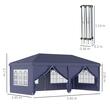 Pavilion pentru gradina/comercial, cadru metalic material Oxford, 6 pereti, cu geanta, albastru, 5.85x2.95x2.70 m