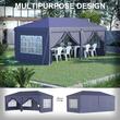 Pavilion pentru gradina/comercial, cadru metalic material Oxford, 6 pereti, cu geanta, albastru, 5.85x2.95x2.70 m
