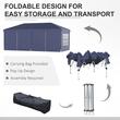 Pavilion pentru gradina/comercial, cadru metalic material Oxford, 6 pereti, cu geanta, albastru, 5.85x2.95x2.70 m