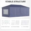 Pavilion pentru gradina/comercial, cadru metalic material Oxford, 6 pereti, cu geanta, albastru, 5.85x2.95x2.70 m