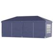 Pavilion pentru gradina/comercial, cadru metalic material Oxford, 6 pereti, cu geanta, albastru, 5.85x2.95x2.70 m