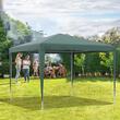 Pavilion pentru gradina/comercial, cadru otel, tesatura PE, pliabil, cu accesorii montare, verde, 2.93x2.93x2.52 m