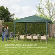 Pavilion pentru gradina/comercial, cadru otel, tesatura PE, pliabil, cu accesorii montare, verde, 2.93x2.93x2.52 m