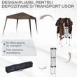 Pavilion pentru gradina/terasa, cadru otel, material Oxford, pliabil, cafeniu, 2.97x2.97x2.5 m