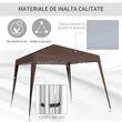 Pavilion pentru gradina/terasa, cadru otel, material Oxford, pliabil, cafeniu, 2.97x2.97x2.5 m
