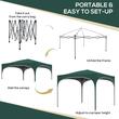Pavilion pentru gradina/terasa, cu tarusi, corzi ancorare, geanta, reglabil, verde, 2.95x2.95x1.75 m
