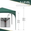Pavilion pentru gradina/terasa, cu tarusi, corzi ancorare, geanta, reglabil, verde, 2.95x2.95x1.75 m