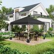 Pavilion pentru gradina/terasa, material Oxford, cu tarusi, corzi ancorare, contragreutati, geanta, reglabil, negru, 2.97x2.97x2.74 cm