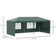 Pavilion pentru gradina/comercial, cadru otel, 4 pereti, pliabil, verde, 5.85x2.95x2.55 m