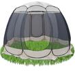 Pavilion tip cort pentru gradina, cadru otel, plasa poliester, bej si gri, 3.60x3.60x2.35 m, Jumi