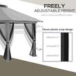 Pavilion/foisor pentru gradina/terasa, pliabil cu inaltime ajustabila, material Oxford, cadru metalic, cu plasa insecte, 4 contragreutati, gri, 3.92x3.92x2.83 m
