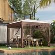 Pavilion/foisor pentru gradina/terasa, cadru metalic, cu plasa pentru insecte, inaltime ajustabila, maro, 3x3x2.7 m