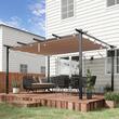 Pergola pentru gradina/terasa, retractabila, cadru aluminiu, negru si maro, 3x4x2.23 m