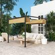 Pergola pentru gradina/terasa, retractabila, cadru metalic, bej, 3x3x2.27 m
