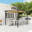Pergola pentru gradina/terasa, retractabila, cadru metalic, bej, 3x3x2.27 m