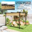 Pergola pentru gradina/terasa, retractabila, cadru metalic, bej, 3x3x2.27 m